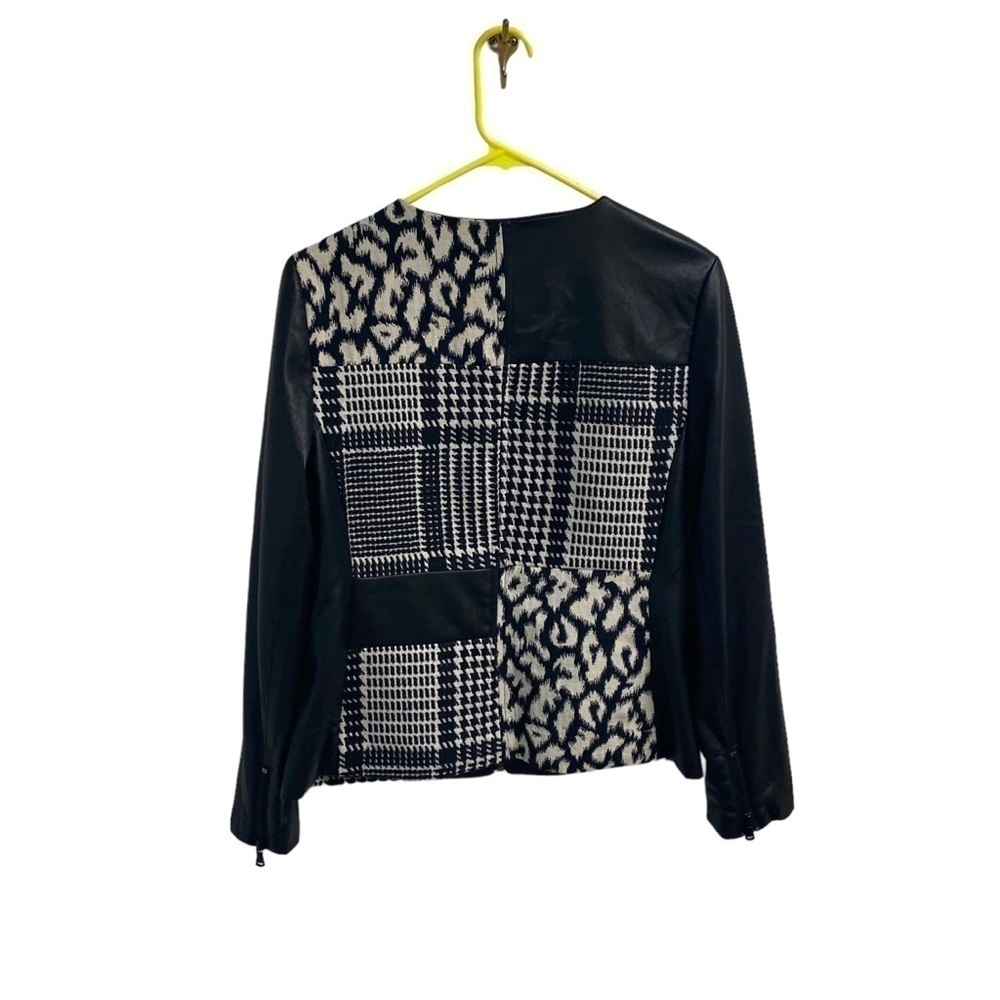 Chico’s Mixed Material Patchwork Ladies Zip Up Li… - image 4